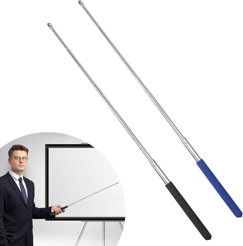 lyforx 2 Pack Retractable Teacher Pointer 𝟑𝟗.𝟓'', Pointer Stick with 𝗦𝘁𝘆𝗹𝘂𝘀 Smooth Sensitive Tablet Pen Stylus Pen, Teacher Coach Presenter Pointer - Image 1